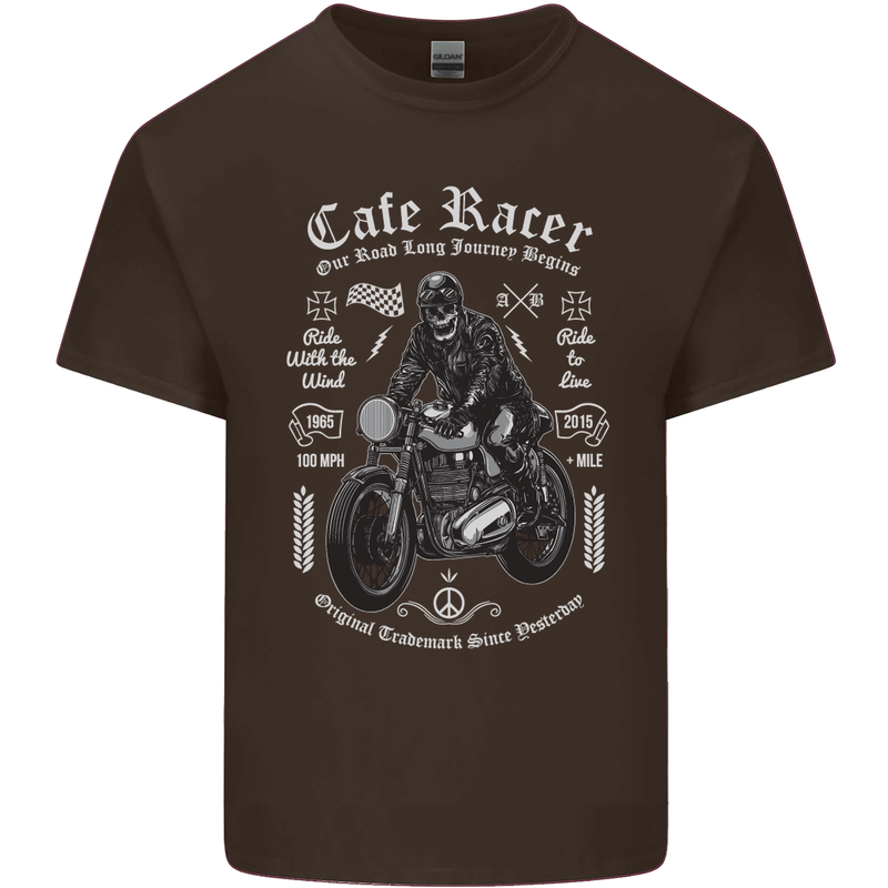 Cafe Racer Motorcycle Motorbike Biker Mens Cotton T-Shirt Tee Top Dark Chocolate