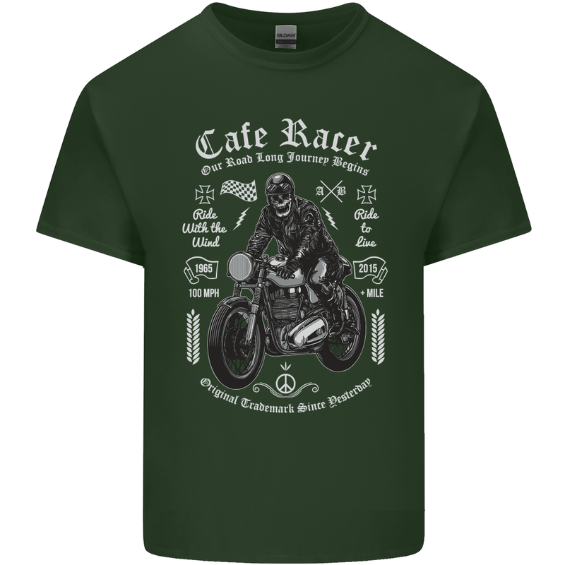 Cafe Racer Motorcycle Motorbike Biker Mens Cotton T-Shirt Tee Top Forest Green