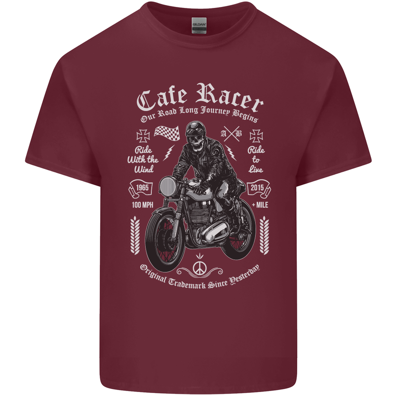 Cafe Racer Motorcycle Motorbike Biker Mens Cotton T-Shirt Tee Top Maroon