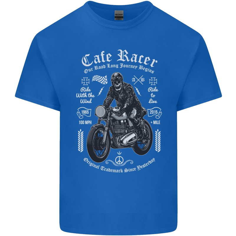 Cafe Racer Motorcycle Motorbike Biker Mens Cotton T-Shirt Tee Top Royal Blue