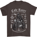 Cafe Racer Motorcycle Motorbike Biker Mens T-Shirt Cotton Gildan Dark Chocolate
