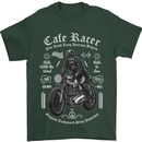 Cafe Racer Motorcycle Motorbike Biker Mens T-Shirt Cotton Gildan Forest Green
