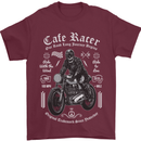 Cafe Racer Motorcycle Motorbike Biker Mens T-Shirt Cotton Gildan Maroon