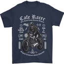 Cafe Racer Motorcycle Motorbike Biker Mens T-Shirt Cotton Gildan Navy Blue