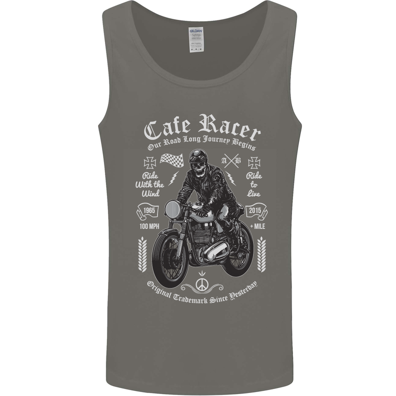 Cafe Racer Motorcycle Motorbike Biker Mens Vest Tank Top Charcoal