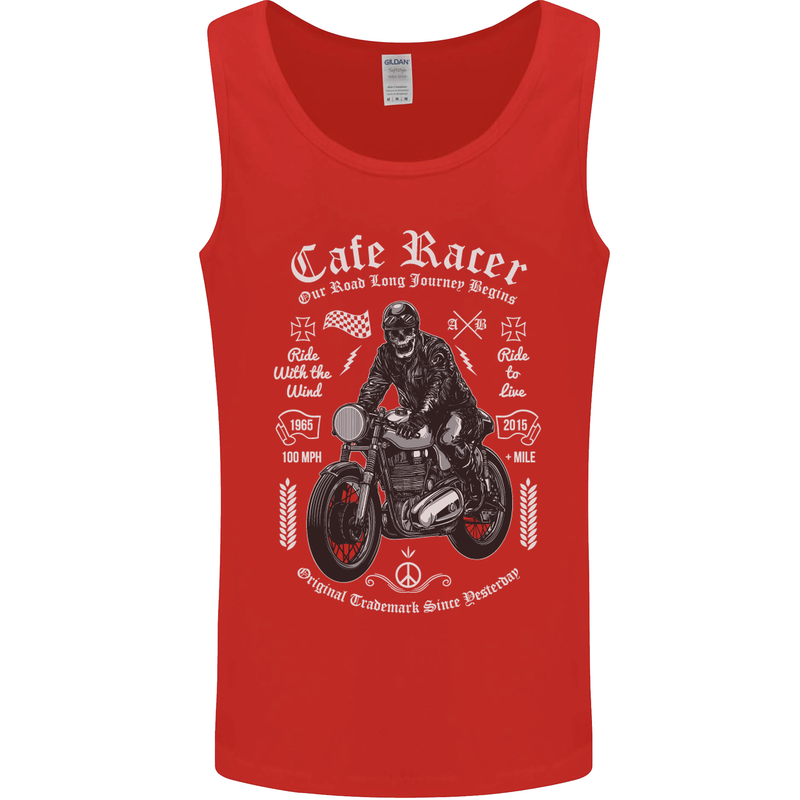 Cafe Racer Motorcycle Motorbike Biker Mens Vest Tank Top Red