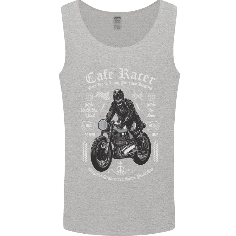 Cafe Racer Motorcycle Motorbike Biker Mens Vest Tank Top Sports Grey