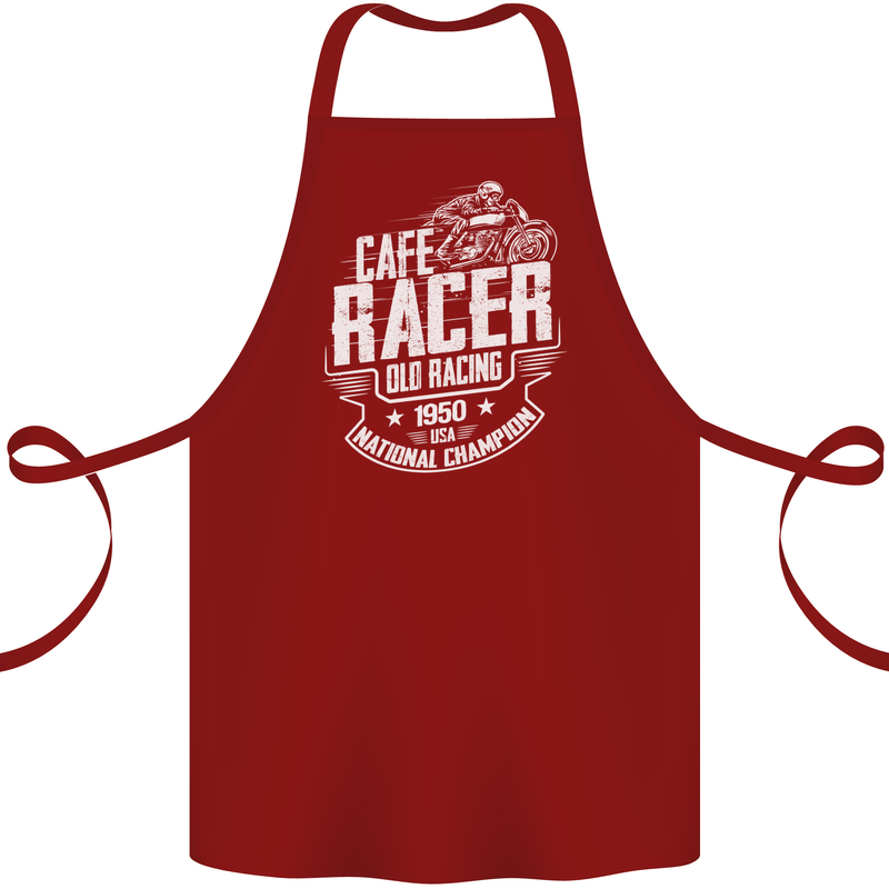 Cafe Racer Old Racing Biker Motorcycle Cotton Apron 100% Organic Maroon