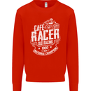 Cafe Racer Old Racing Biker Motorcycle Kids Sweatshirt Jumper Bright Red