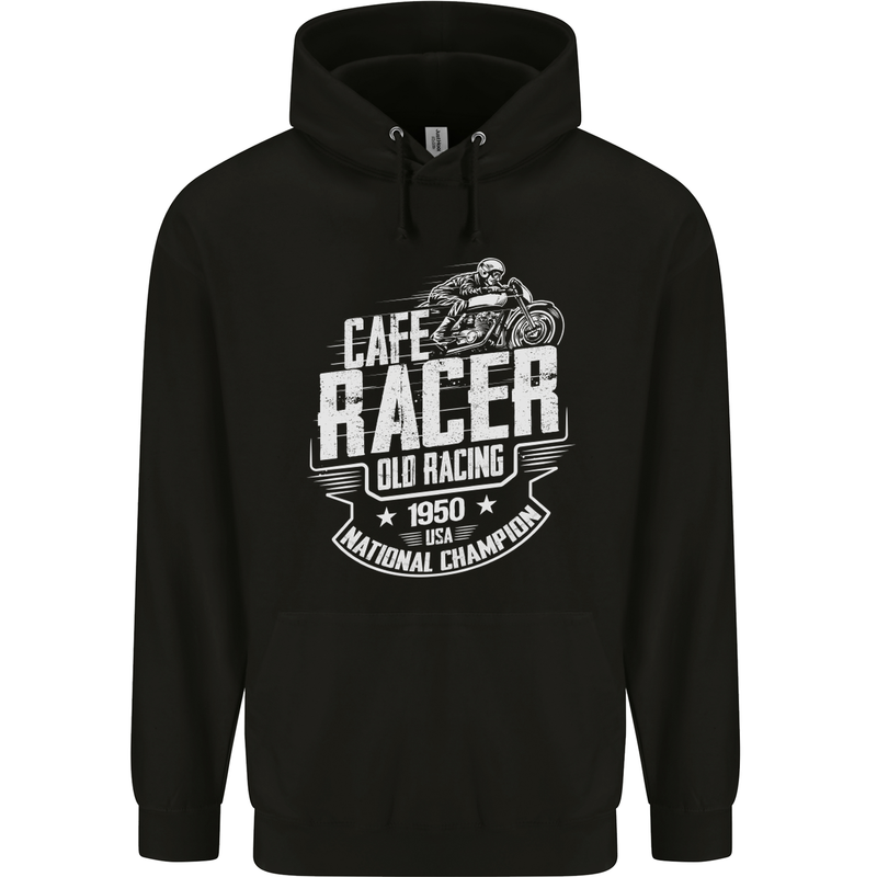 Cafe Racer Old Racing Biker Motorcycle Mens 80% Cotton Hoodie Black