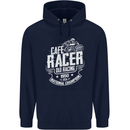 Cafe Racer Old Racing Biker Motorcycle Mens 80% Cotton Hoodie Navy Blue