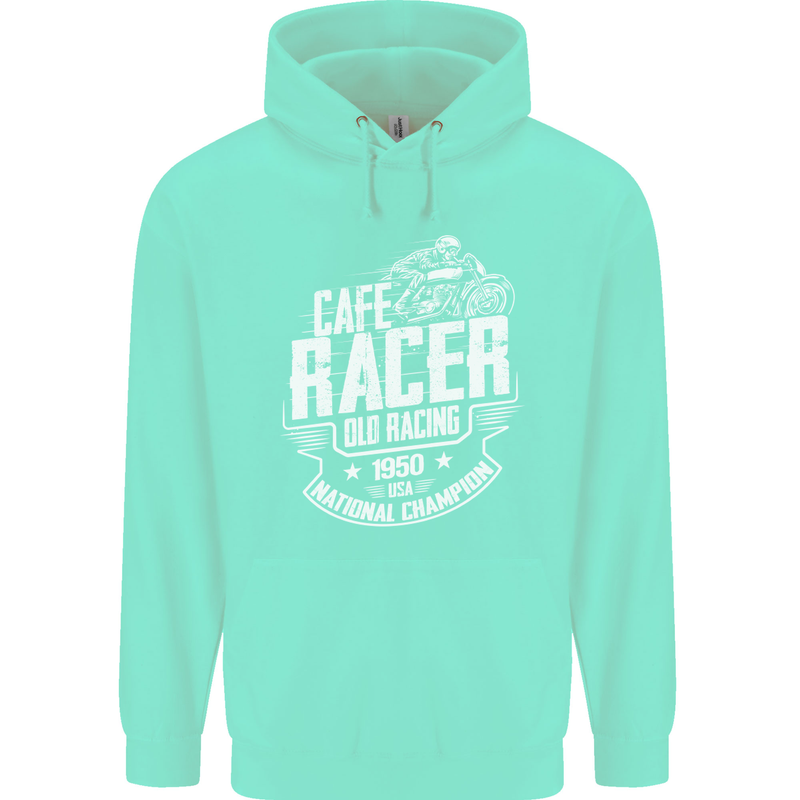 Cafe Racer Old Racing Biker Motorcycle Mens 80% Cotton Hoodie Peppermint