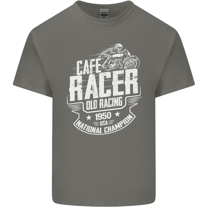 Cafe Racer Old Racing Biker Motorcycle Mens Cotton T-Shirt Tee Top Charcoal