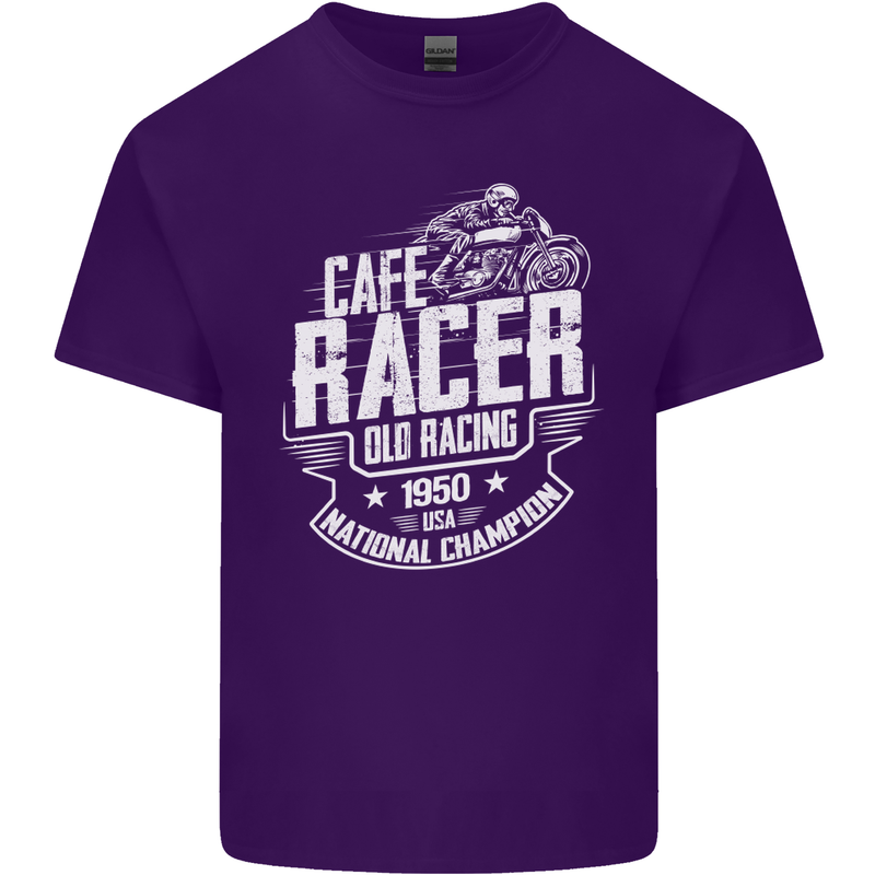 Cafe Racer Old Racing Biker Motorcycle Mens Cotton T-Shirt Tee Top Purple