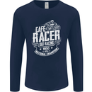 Cafe Racer Old Racing Biker Motorcycle Mens Long Sleeve T-Shirt Navy Blue