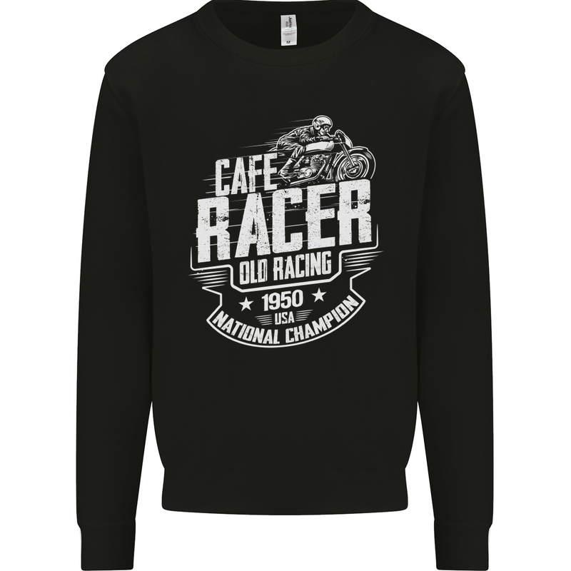 Cafe Racer Old Racing Biker Motorcycle Mens Sweatshirt Jumper Black