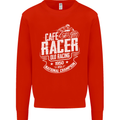 Cafe Racer Old Racing Biker Motorcycle Mens Sweatshirt Jumper Bright Red