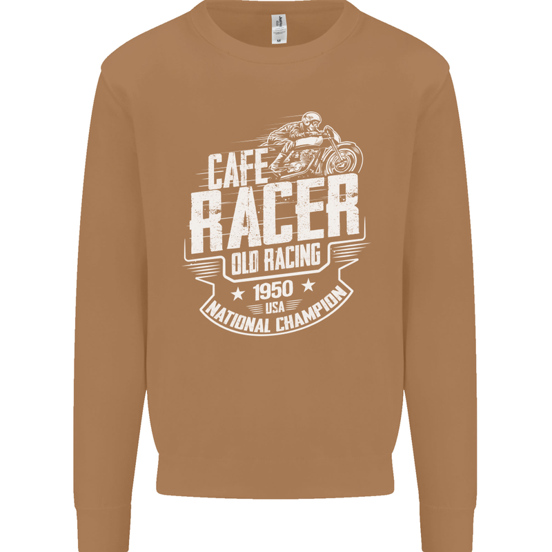 Cafe Racer Old Racing Biker Motorcycle Mens Sweatshirt Jumper Caramel Latte