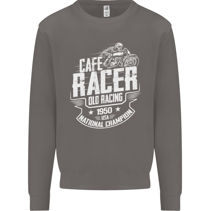 Cafe Racer Old Racing Biker Motorcycle Mens Sweatshirt Jumper Charcoal