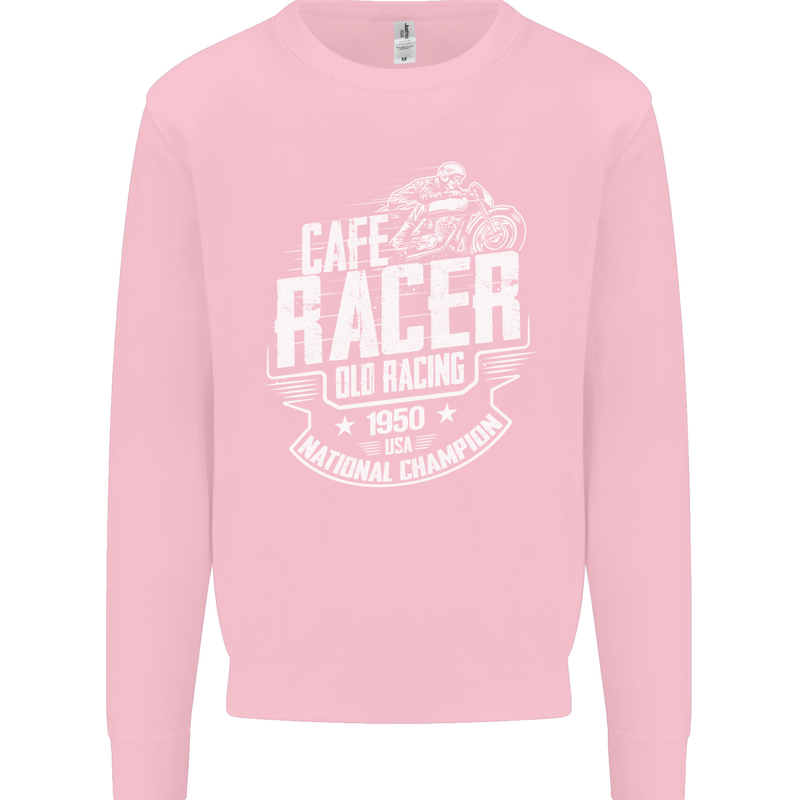 Cafe Racer Old Racing Biker Motorcycle Mens Sweatshirt Jumper Light Pink