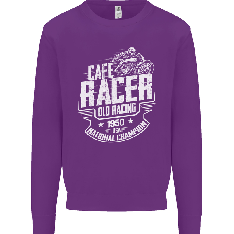 Cafe Racer Old Racing Biker Motorcycle Mens Sweatshirt Jumper Purple