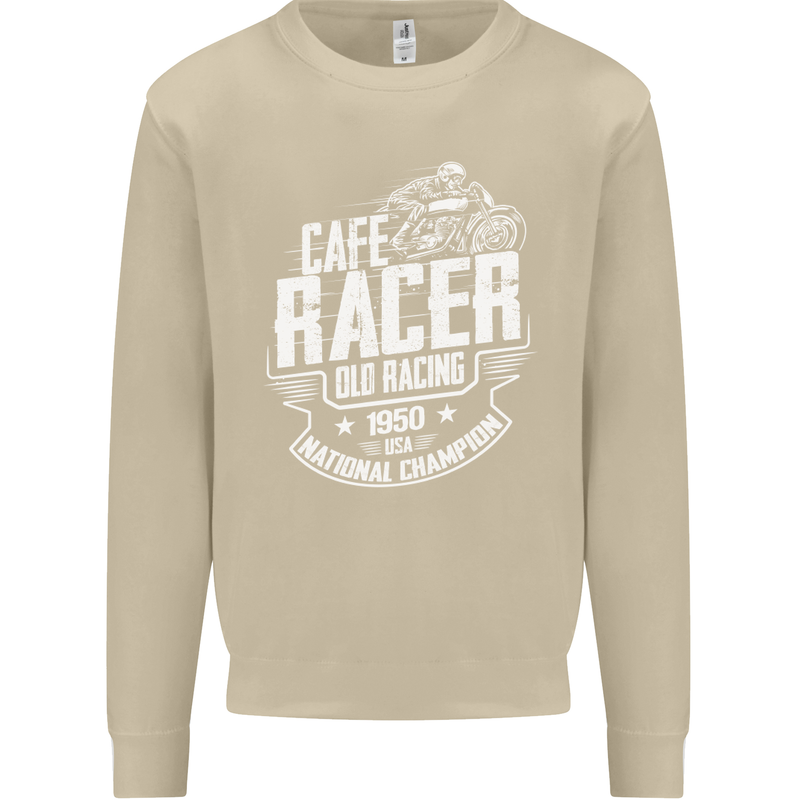 Cafe Racer Old Racing Biker Motorcycle Mens Sweatshirt Jumper Sand