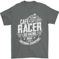 Cafe Racer Old Racing Biker Motorcycle Mens T-Shirt Cotton Gildan Charcoal