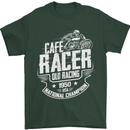 Cafe Racer Old Racing Biker Motorcycle Mens T-Shirt Cotton Gildan Forest Green