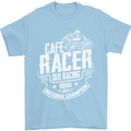Cafe Racer Old Racing Biker Motorcycle Mens T-Shirt Cotton Gildan Light Blue