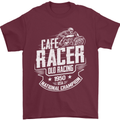 Cafe Racer Old Racing Biker Motorcycle Mens T-Shirt Cotton Gildan Maroon
