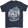 Cafe Racer Old Racing Biker Motorcycle Mens T-Shirt Cotton Gildan Navy Blue