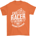 Cafe Racer Old Racing Biker Motorcycle Mens T-Shirt Cotton Gildan Orange