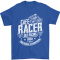 Cafe Racer Old Racing Biker Motorcycle Mens T-Shirt Cotton Gildan Royal Blue