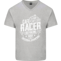 Cafe Racer Old Racing Biker Motorcycle Mens V-Neck Cotton T-Shirt Sports Grey