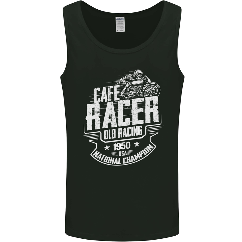 Cafe Racer Old Racing Biker Motorcycle Mens Vest Tank Top Black