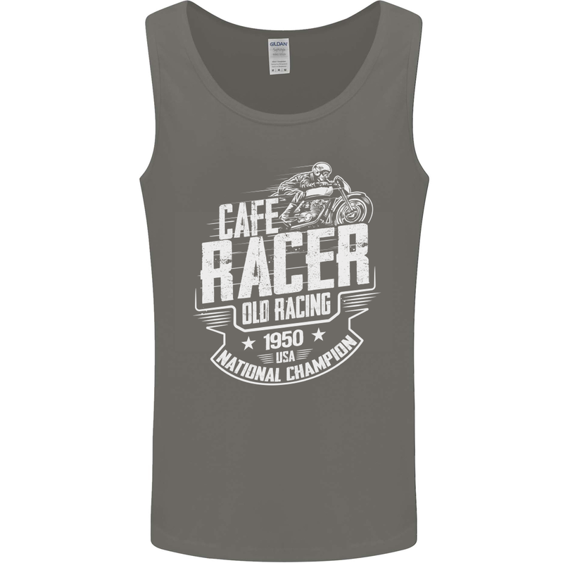 Cafe Racer Old Racing Biker Motorcycle Mens Vest Tank Top Charcoal