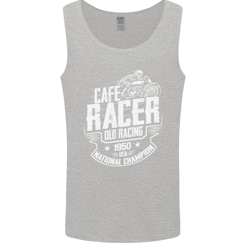 Cafe Racer Old Racing Biker Motorcycle Mens Vest Tank Top Sports Grey