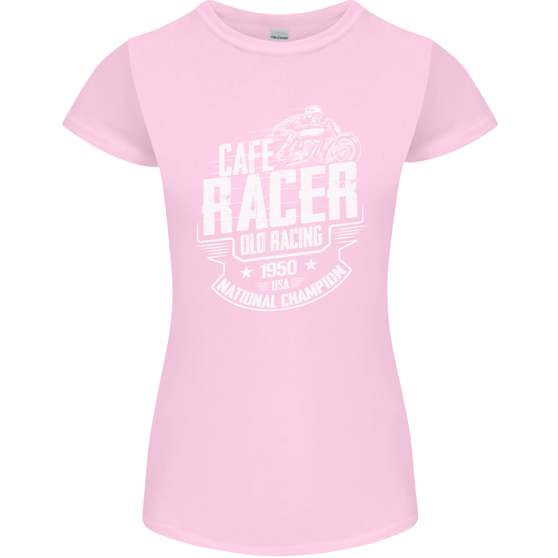 Cafe Racer Old Racing Biker Motorcycle Womens Petite Cut T-Shirt Light Pink