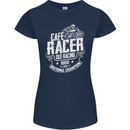 Cafe Racer Old Racing Biker Motorcycle Womens Petite Cut T-Shirt Navy Blue