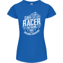 Cafe Racer Old Racing Biker Motorcycle Womens Petite Cut T-Shirt Royal Blue
