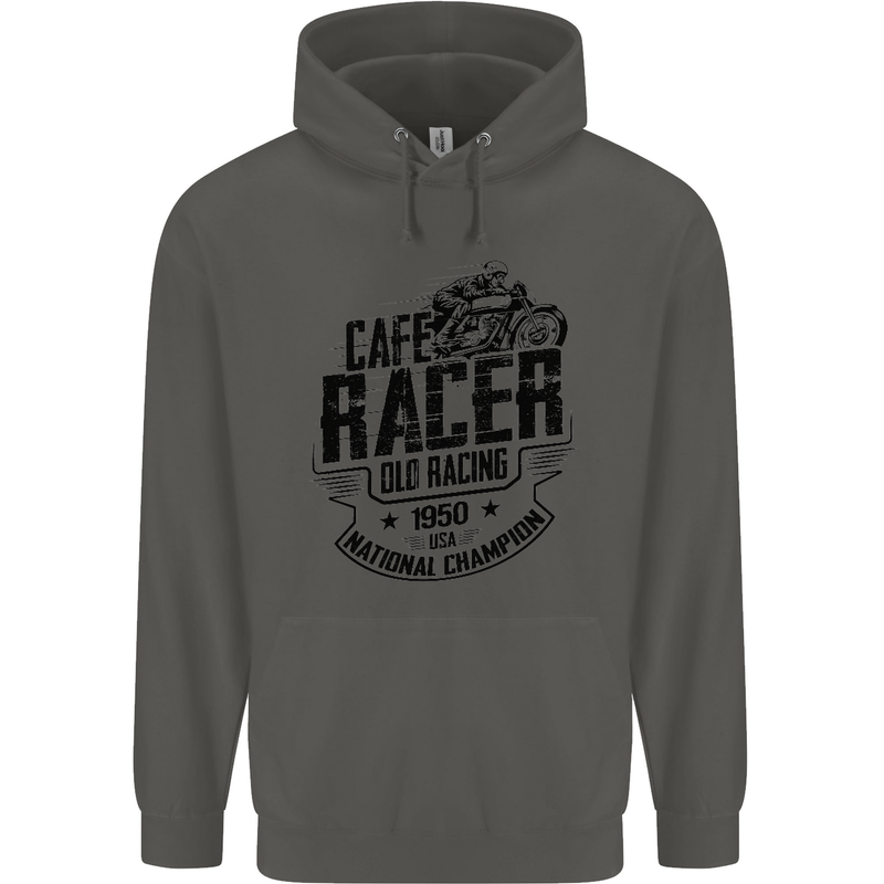 Cafe Racer Old Racing Motorcycle Biker Childrens Kids Hoodie Storm Grey