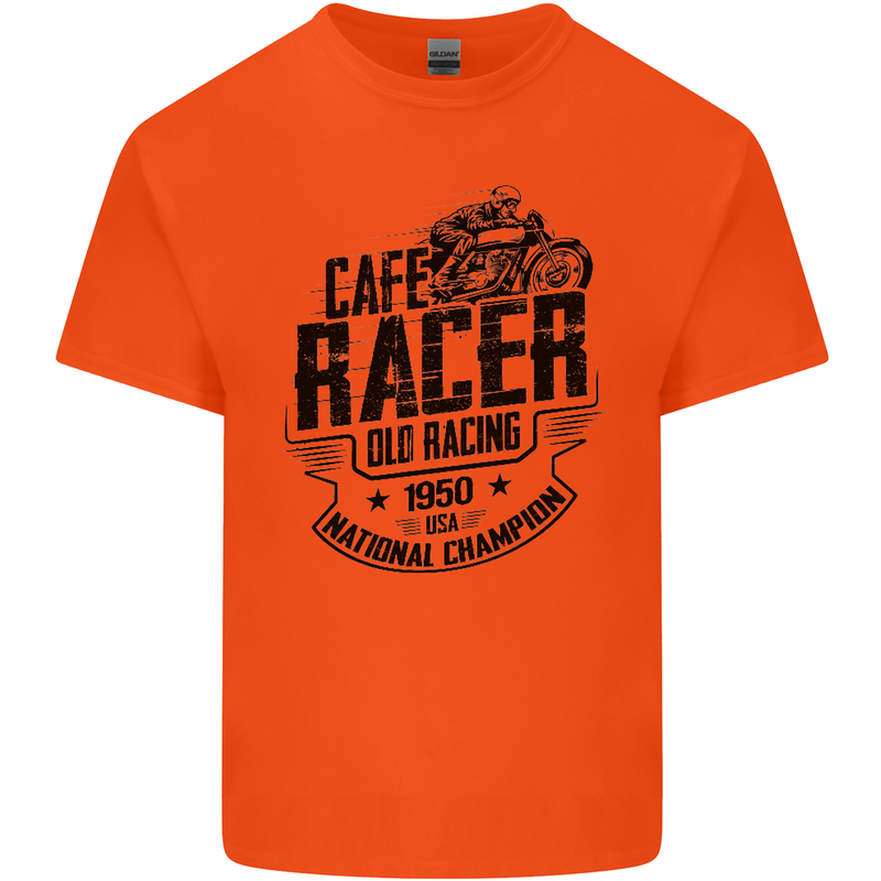Cafe Racer Old Racing Motorcycle Biker Kids T-Shirt Childrens Orange