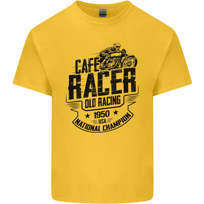 Cafe Racer Old Racing Motorcycle Biker Kids T-Shirt Childrens Yellow