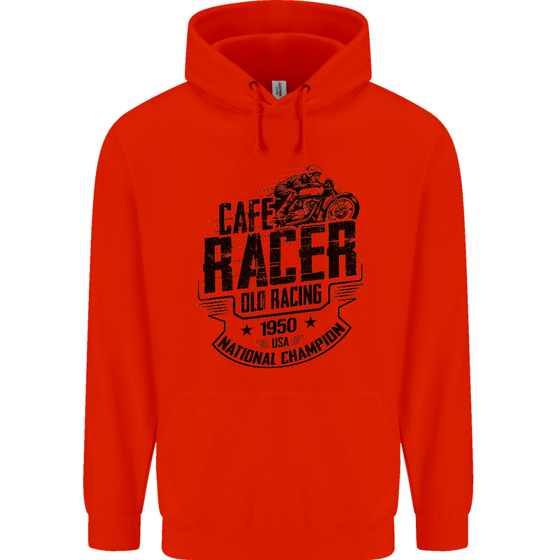 Cafe Racer Old Racing Motorcycle Biker Mens 80% Cotton Hoodie Bright Red
