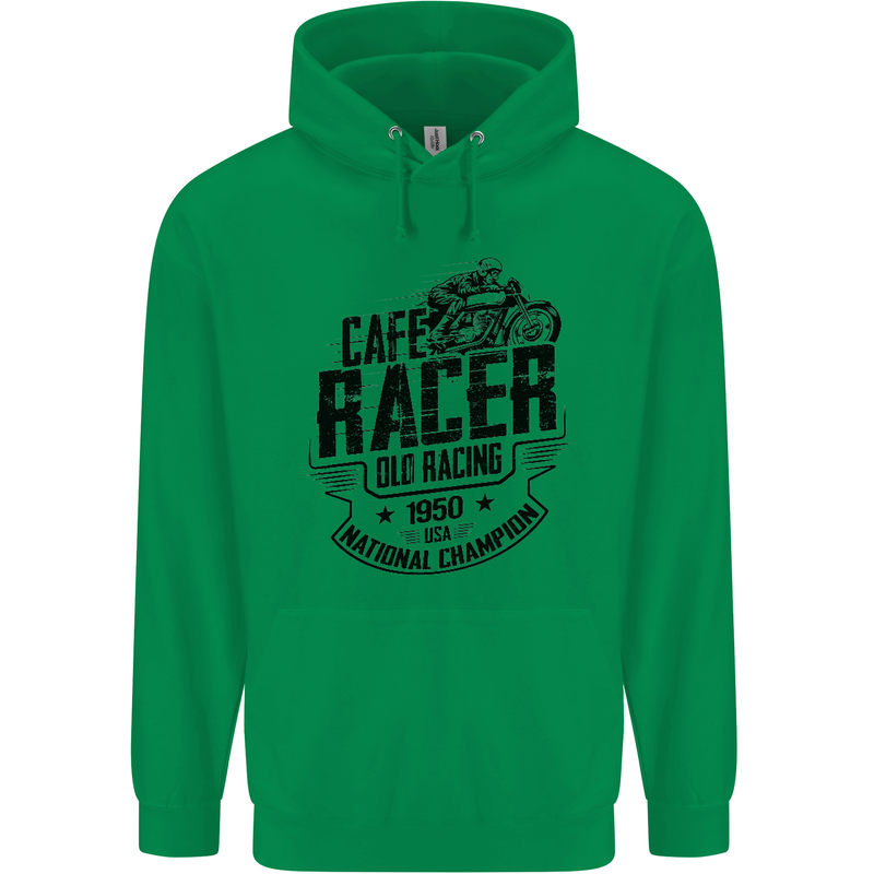 Cafe Racer Old Racing Motorcycle Biker Mens 80% Cotton Hoodie Irish Green