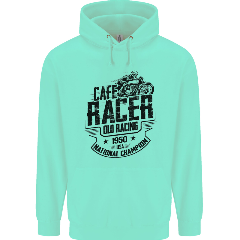 Cafe Racer Old Racing Motorcycle Biker Mens 80% Cotton Hoodie Peppermint