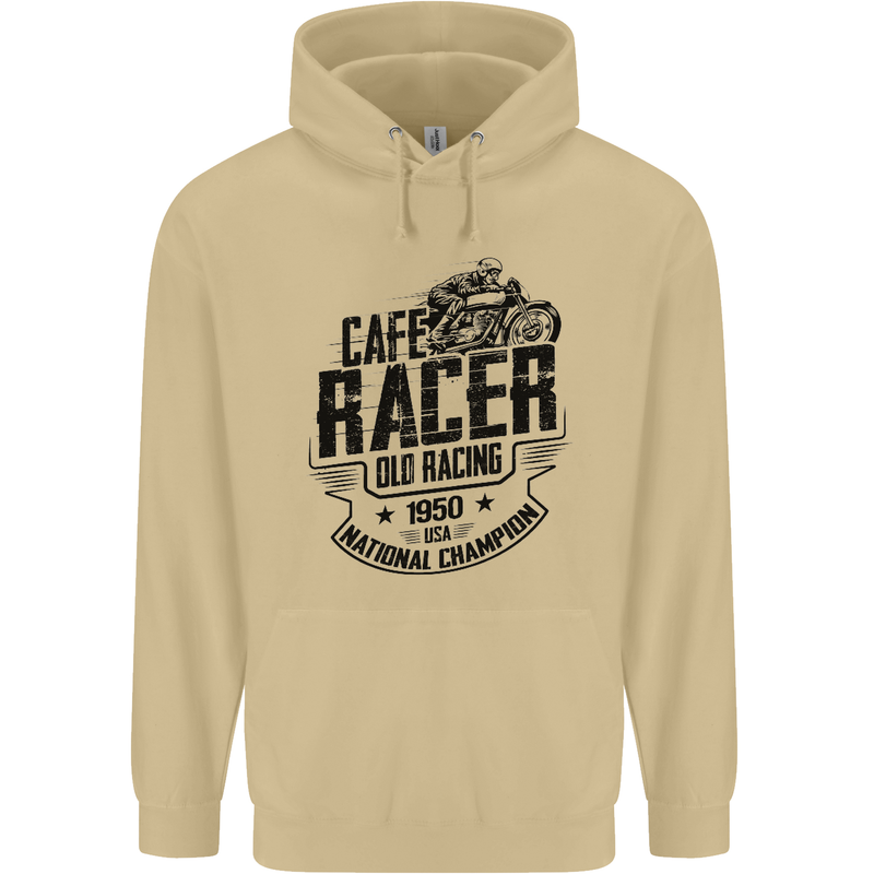 Cafe Racer Old Racing Motorcycle Biker Mens 80% Cotton Hoodie Sand