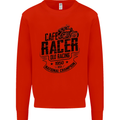 Cafe Racer Old Racing Motorcycle Biker Mens Sweatshirt Jumper Bright Red