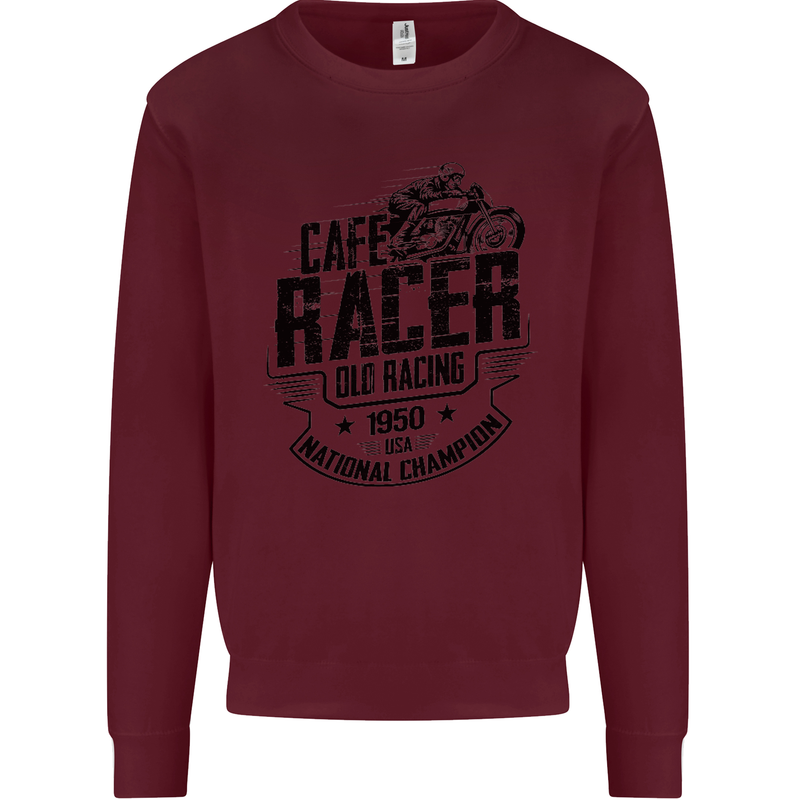 Cafe Racer Old Racing Motorcycle Biker Mens Sweatshirt Jumper Maroon