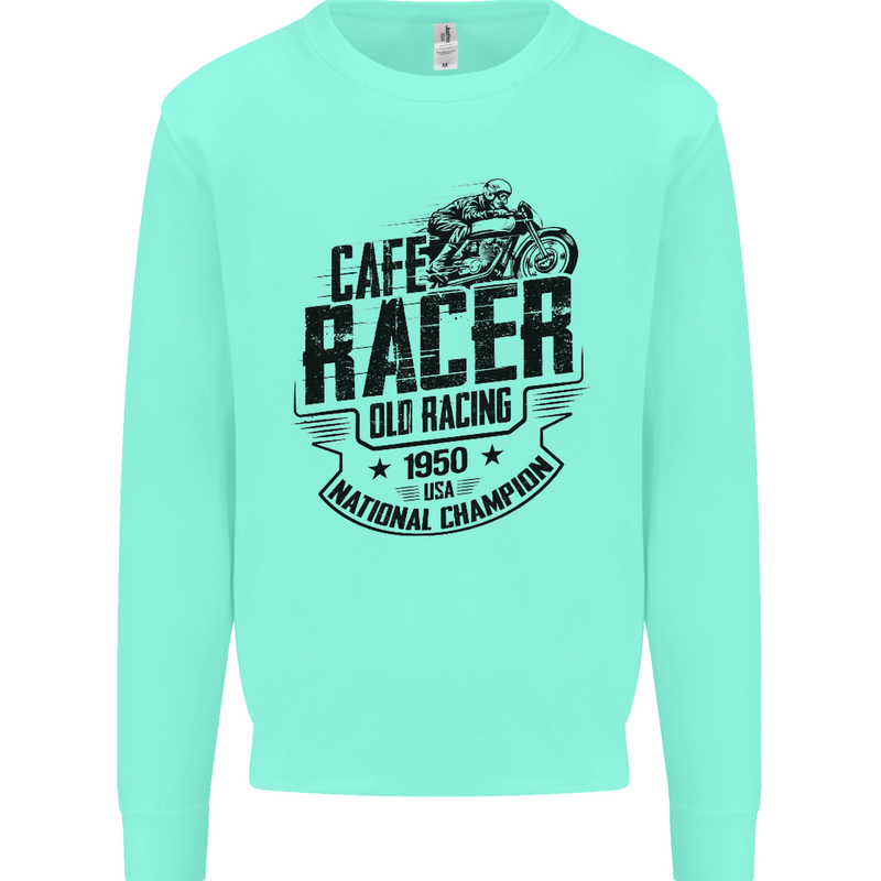 Cafe Racer Old Racing Motorcycle Biker Mens Sweatshirt Jumper Peppermint